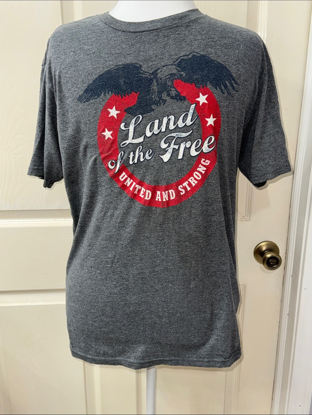 Sonoma Goods for Life Land of the Free Gray Tee with Navy Eagle Graphic Medium